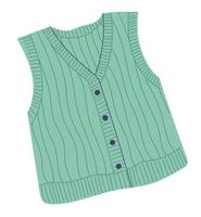 Knitted vest element of winter clothes and outerwear. vector