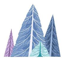 Winter trees snow covered crowns vector illustration