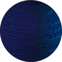 Blue technology globe crop-out png