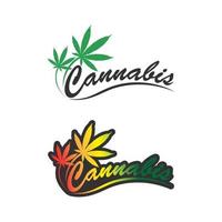 logotipo de cannabis y diseño de vector de icono de hoja de marihuana