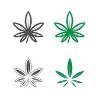 logotipo de cannabis y diseño de vector de icono de hoja de marihuana