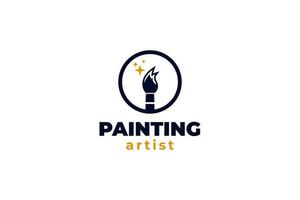 logotipo de pincel de pintura plana para la ilustración de vector de diseño de artista de pintor creativo