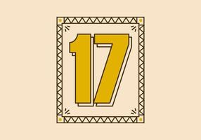 Vintage rectangle frame with number 17 on it vector