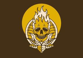 ilustración de arte vintage de una calavera con fuego vector