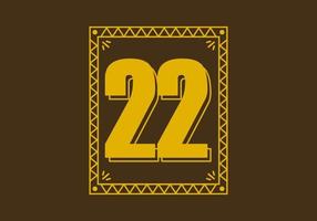 Number 22 in retro rectangle frame vector