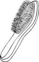 Hand-drawn hair brush. Vector contour illustration.