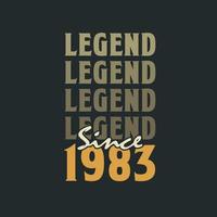 leyenda desde 1983, diseño de celebración de cumpleaños vintage 1983 vector