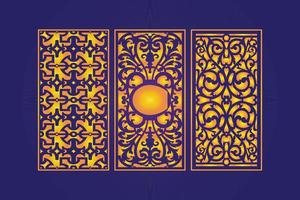 decorativo troquelado floral islámico abstracto patrón láser corte paneles plantilla oro vector