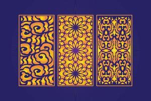 Decorative Die Cut Floral islamic Abstract Pattern Laser Cut Panels Template Gold vector