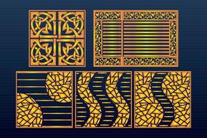 Decorative Laser Cut Set Abstract Geometric Gold Template vector