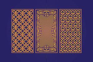 Decorative die cut floral islamic abstract pattern laser cut panels template gold vector