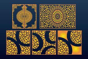 Decorative Laser Cut Set Abstract Geometric Gold Template vector