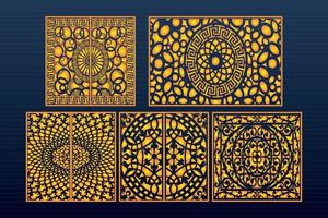 Decorative Laser Cut Set Abstract Geometric Gold Template vector