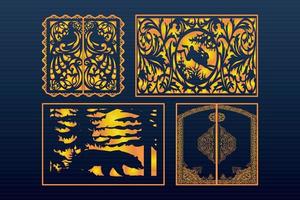 Decorative Laser Cut Set Abstract Geometric Gold Template vector