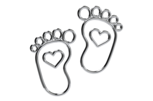 render 3d pie de bebé pie descalzo icono de corazón fondo transparente png pies de bebé, huella, copas