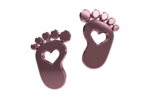 3D Render Baby foot bare foot heart icon Transparent Background PNG Baby Feet, Footprint, Hearts