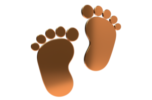 3D Render Baby foot bare foot heart icon Transparent Background PNG Baby Feet, Footprint, Hearts