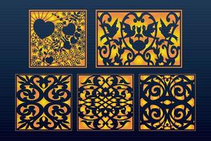 Decorative Laser Cut Set Abstract Geometric Gold Template vector