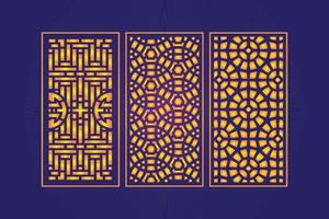 decorativo troquelado floral islámico abstracto patrón láser corte paneles plantilla oro vector