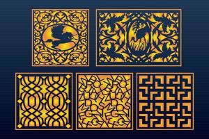 Decorative Laser Cut Set Abstract Geometric Gold Template vector