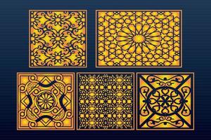 Decorative Laser Cut Set Abstract Geometric Gold Template vector