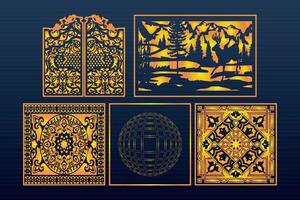 Decorative Laser Cut Set Abstract Geometric Gold Template vector