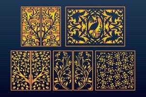 Decorative Laser Cut Set Abstract Geometric Gold Template vector