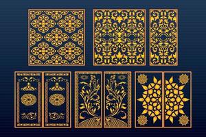 Decorative Laser Cut Set Abstract Geometric Gold Template vector