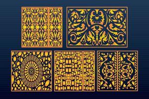 Decorative Laser Cut Set Abstract Geometric Gold Template vector