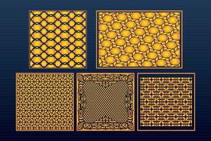 conjunto de corte láser decorativo plantilla de oro geométrico abstracto vector