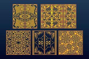 Decorative Laser Cut Set Abstract Geometric Gold Template vector