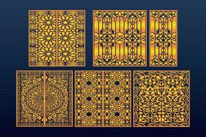 Decorative Laser Cut Set Abstract Geometric Gold Template vector