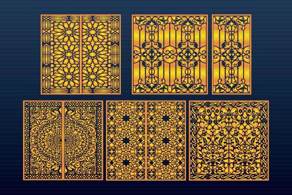 Decorative Laser Cut Set Abstract Geometric Gold Template