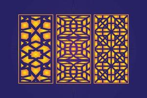 Decorative Die Cut Floral islamic Abstract Pattern Laser Cut Panels Template Gold vector