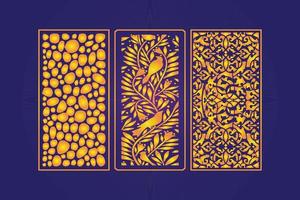 Decorative Die Cut Floral islamic Abstract Pattern Laser Cut Panels Template Gold vector