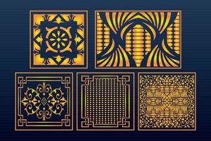 Decorative Laser Cut Set Abstract Geometric Gold Template vector