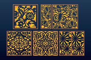 Decorative Laser Cut Set Abstract Geometric Gold Template vector