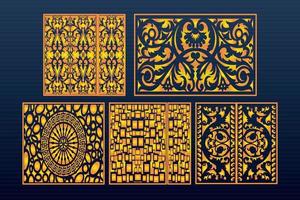 Decorative Laser Cut Set Abstract Geometric Gold Template vector