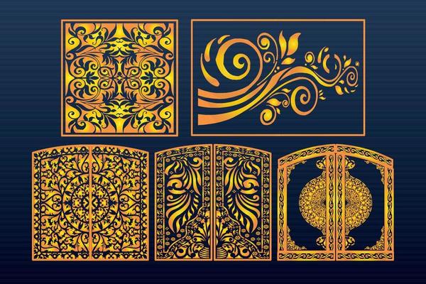 Decorative Laser Cut Set Abstract Geometric Gold Template