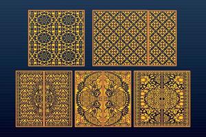 Decorative Laser Cut Set Abstract Geometric Gold Template vector