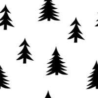 christmas tree seamless pattern hand drawn in doodle style. silhouette, simple, minimalism, monochrome, scandinavian. wallpaper, wrapping paper, textiles background vector