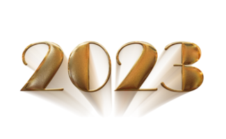 3d ilustración año nuevo 2023 oro png