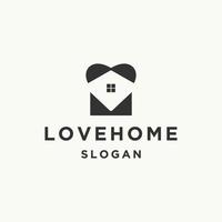 plantilla de diseño plano de icono de logotipo de casa de amor vector