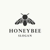 plantilla de diseño plano de icono de logotipo de abeja de miel vector