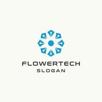 Flower tech logo template vector illustration design