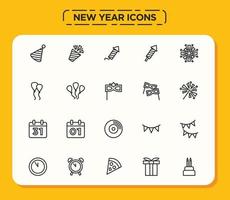 iconos de año nuevo establecer estilo de línea vector