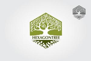 plantilla de logotipo de vector de árbol hexagonal. este es un logotipo moderno que presenta un árbol estilizado en forma de hexágono. elegante logotipo de árbol con concepto de hexágono, hace que este logotipo se vea bien y excelente.