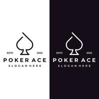 Vintage casino poker ace design logo, diamonds, hearts and spades. Poker club logo, tournament, gambling game, symbol 777. vector