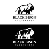 logotipo de diseño de silueta de bisonte, angus retro, fondo aislado de búfalo salvaje. vector de plantilla.