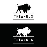 logotipo de diseño de silueta de bisonte, angus retro, fondo aislado de búfalo salvaje. vector de plantilla.